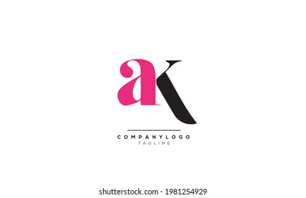 Alphabet letters Initials Monogram logo AK, AK INITIAL, AK letter