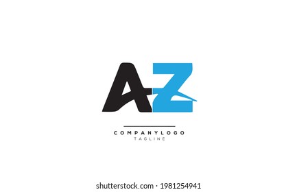 Alphabet letters Initials Monogram logo AZ, AZ INITIAL, AZ letter