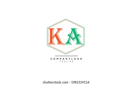 Alphabet letters Initials Monogram logo KA, KA INITIAL, KA letter