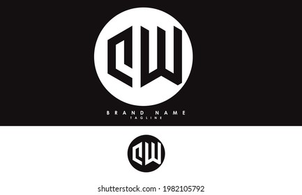 Letras alfabéticas Iniciales Logo Monograma CW, C y W