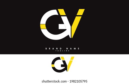 Alphabet letters Initials Monogram logo GV, G and V