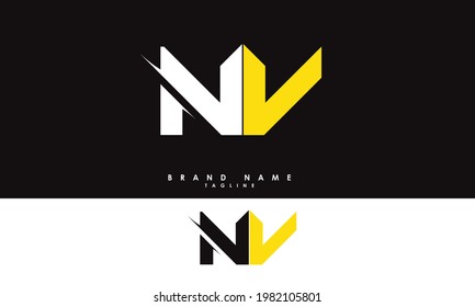 Alphabet letters Initials Monogram logo NV, N and V