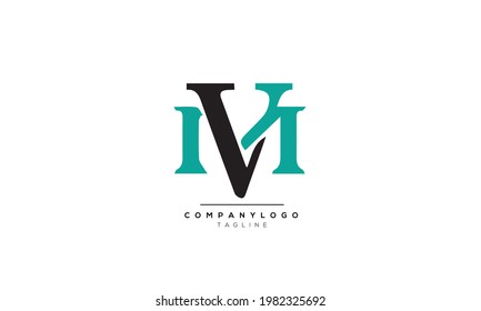 Letras alfabéticas Iniciales Logotipo de Monograma VM, VM INITIAL, letra de VM