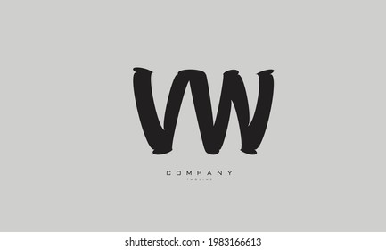Letras alfabéticas Iniciales Logotipo Monograma VW, WV, V y W