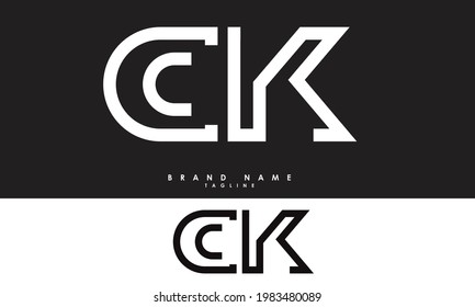Alphabet letters Initials Monogram logo CK, KC, C and K