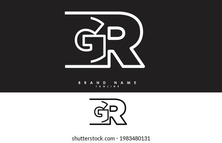Alphabet letters Initials Monogram logo GR, RG, G and R