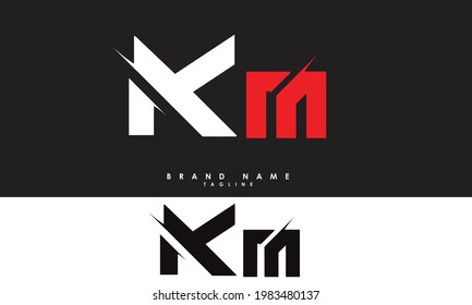 Alphabet letters Initials Monogram logo KM, MK, K and M
