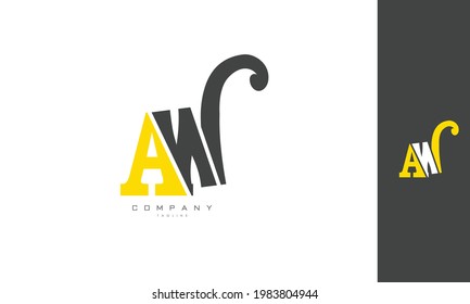 Letras alfabéticas Iniciales Logotipo Monograma AW, WA, A y W