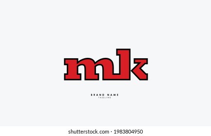 Letras alfabéticas Iniciales Logotipo Monograma MK, KM, M y K