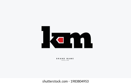 Alphabet letters Initials Monogram logo KM, MK, K and M