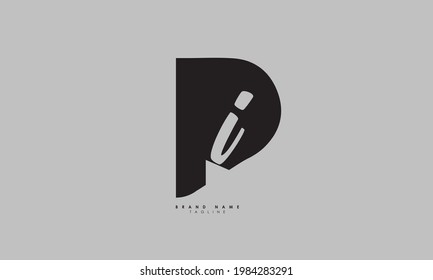 Letras alfabéticas Iniciales Logo PI, IP, P e I
