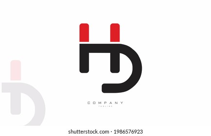 Letras alfabéticas Iniciales Logotipo Monograma HD, DH, H y D