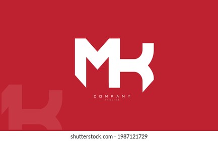 Letras alfabéticas Iniciales Logotipo Monograma KM, MK, K y M