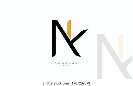 Alphabet letters Initials Monogram logo NK, KN, N and K