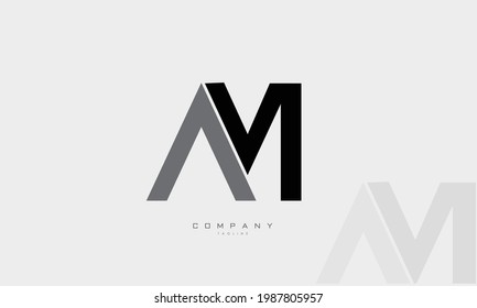 Alphabet letters Initials Monogram logo AM, MA, A and M