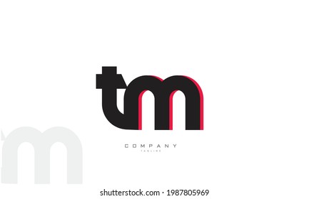 Letras alfabéticas Iniciales Logotipo Monograma TM, MT, T y M