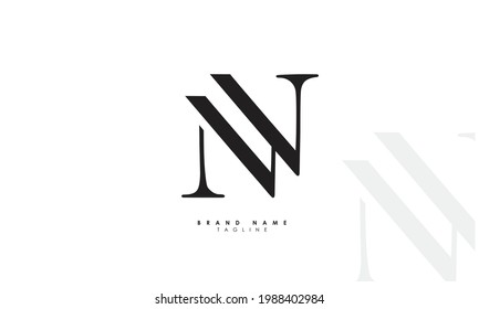 Alphabet letters Initials Monogram logo NV, VN, N and V