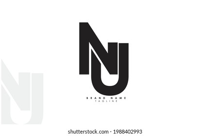 Alphabet letters Initials Monogram logo NU, UN, N and U