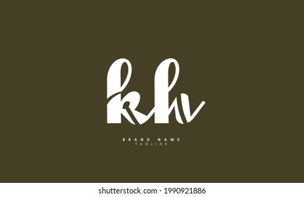 Letras alfabéticas Iniciales Logotipo Monograma KH, HK, K y H