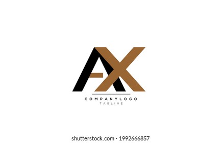 Letras alfabéticas Iniciales Logotipo de Monograma AX, AX INITIAL, AX