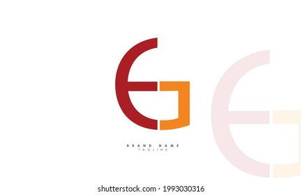 Letras alfabéticas Iniciales Logotipo Monograma EG, GE, E y G