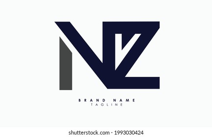 Alphabet letters Initial Monogram Logo NZ, ZN, N und Z