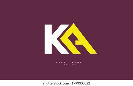 Letras alfabéticas Iniciales Monograma KA, AK, K y A