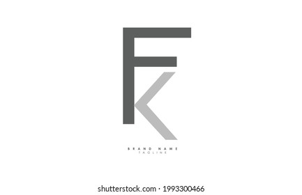 Alphabet letters Initials Monogram logo FK, KF, F and K