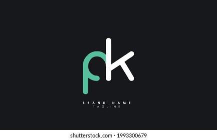 Alphabet letters Initials Monogram logo PK, KP, P and K