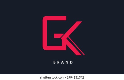 Letras alfabéticas Iniciales Logotipo Monograma GK, KG, K y G