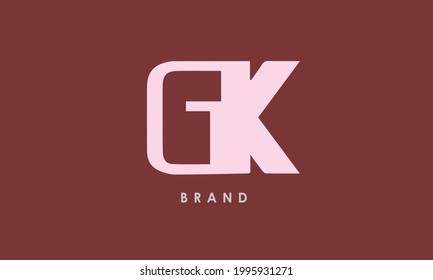 Letras alfabéticas Iniciales Logotipo Monograma GK, KG, G y K