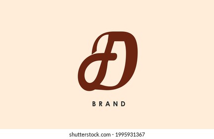 Letras alfabéticas Iniciales Logo Monograma FD, DF, F y D