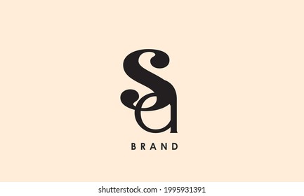Alphabet letters Initial Monogram Logo SA, AS, S und A