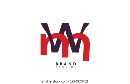 Letras alfabéticas Iniciales Logotipo Monograma WM, MW, W y M