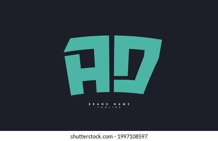 Letras alfabéticas Iniciales logotipo de monograma AD, DA, A y D