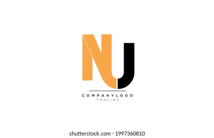 Alphabet letters Initials Monogram logo NU, NU INITIAL, NU letter