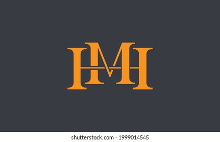 Alphabet Buchstaben Initial Monogram Logo MH, HM, M und H
