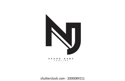 Alphabet letters Initials Monogram logo NJ, JN, N and J