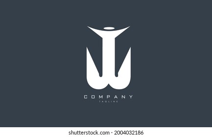 Letras alfabéticas Iniciales Logotipo Monograma WT, TW, W y T