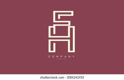 Alphabet letters Initials Monogram logo FH, HF, F and H