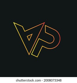 Letras alfabéticas Iniciales Logotipo Monograma VP, letras alfabéticas VP Diseño de logotipo minimalista en letras simples