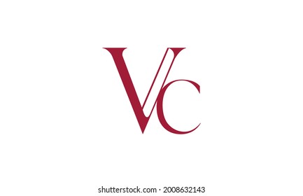 Letras alfabéticas Iniciales Logotipo Monograma VC, CV, V y C