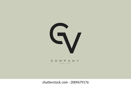 Alphabet letters Initials Monogram logo GV, VG, G and V