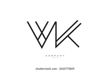 Alphabet letters Initials Monogram logo VK, KV, V and K