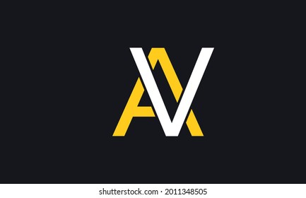 Letras alfabéticas Iniciales Monograma av, VA, A y V