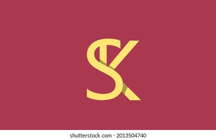 Letras alfabéticas Iniciales Logotipo Monograma SK, KS, S y K