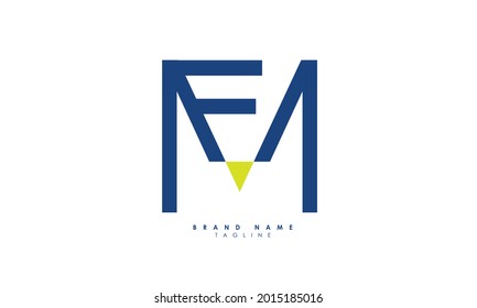 Letras alfabéticas Iniciales Monograma FM, MF, F y M
