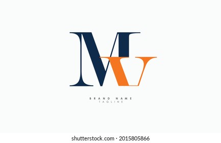 Alphabet letters Initials Monogram logo MV, VM, M and V