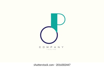 Alphabet letters Initials Monogram logo OP, PO, O and P