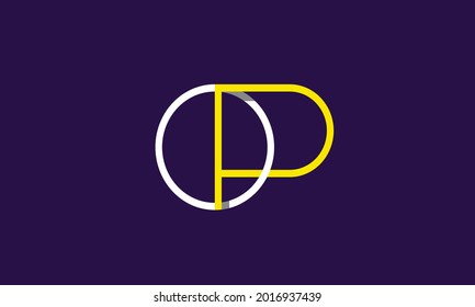 Alphabet letters Initials Monogram logo OP, PO, O and P